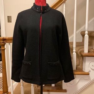 Carol Little Black Wool Sweater Jacket Size Medium
